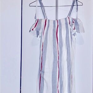 Girl Krazy cold shoulder tie off the shoulder dress red blue white